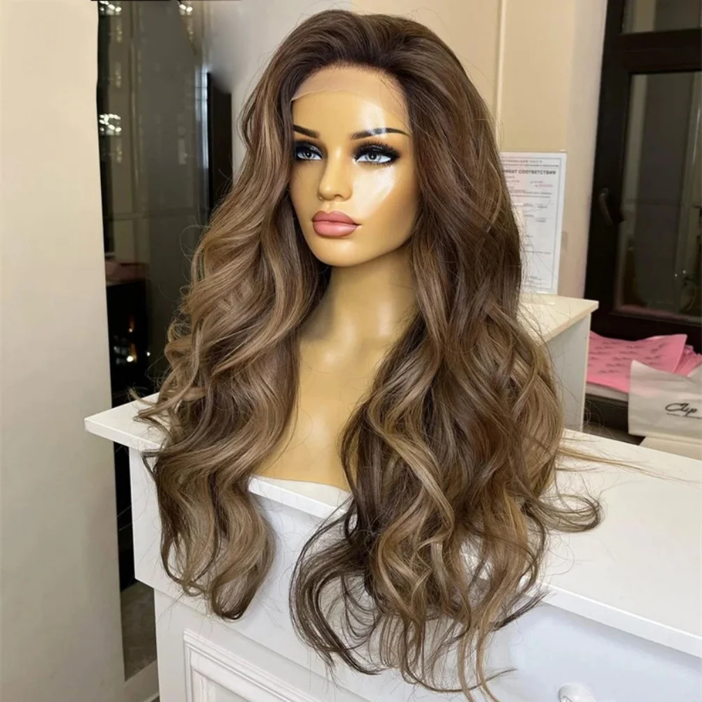 تسليط الضوء على موجة أشقر طويل 26 بوصة 5x5 قاعدة الحرير باروكة من شعر طبيعي يهودي مع شعر الطفل HD الدانتيل الشعر الأوروبي قبل قطعها غلويليس #2