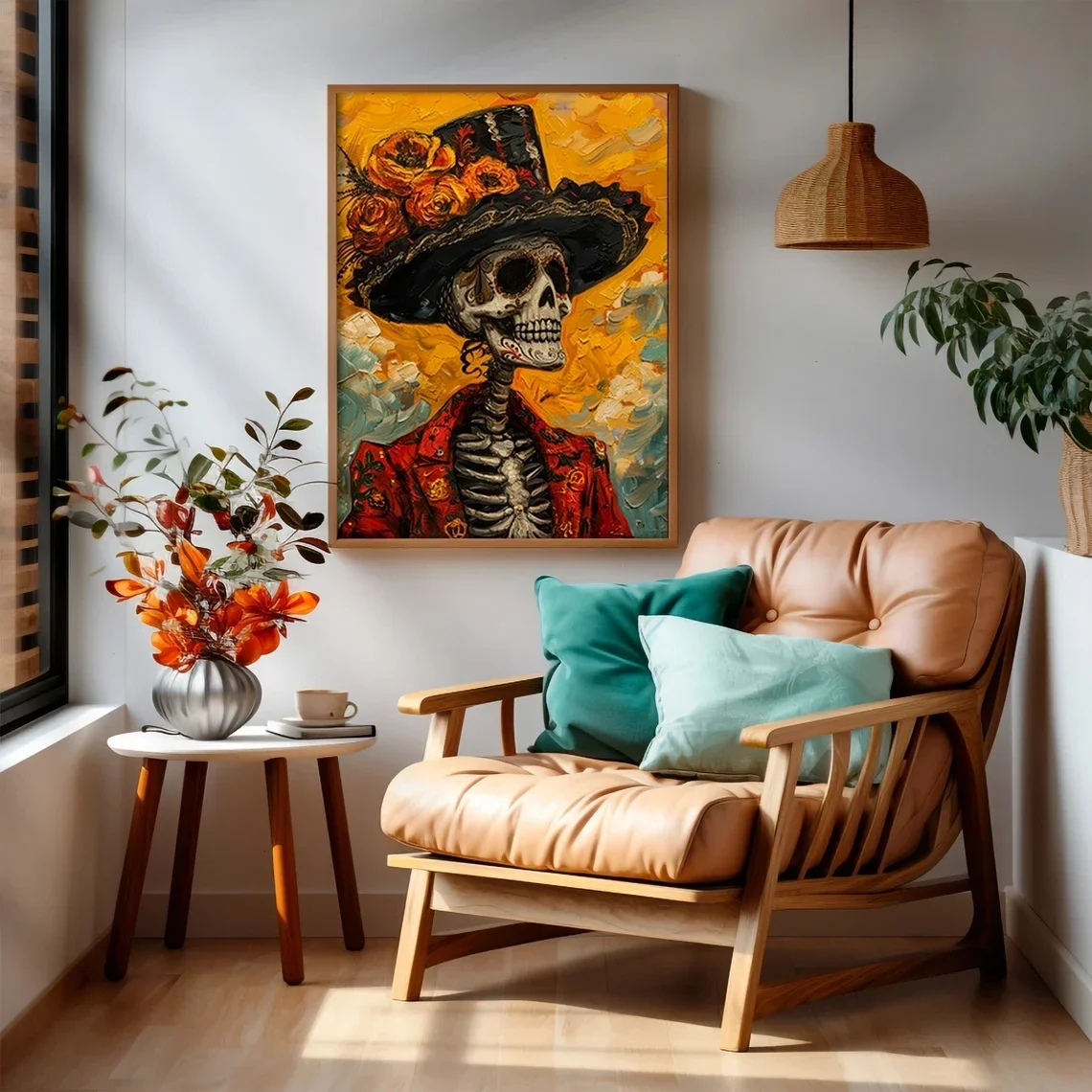 Modern Mexico Dia De Los Muertos Catrina Calavera Wall Art Prints Canvas Painting Poster Pictures For Living Room Home Decor
