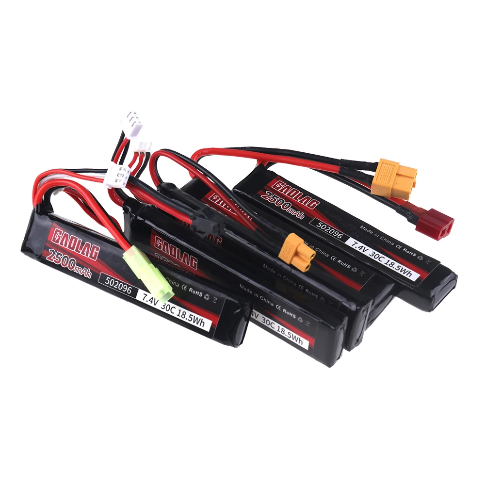 1PCS 7.4V 2500mAh Water Gun Lipo Battery T/TAMIYA For 2s 7.4V Battery for Mini Airsoft BB Air Pistol Electric Toys Guns Parts