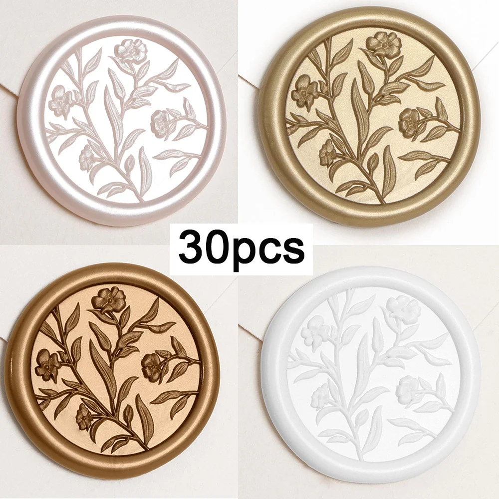 Wax Seal Stickers - 3D Floral Wedding Invitation Envelope Seals, 30 Self-Adhesive Stickers, Suitable for Invitations, Christmas