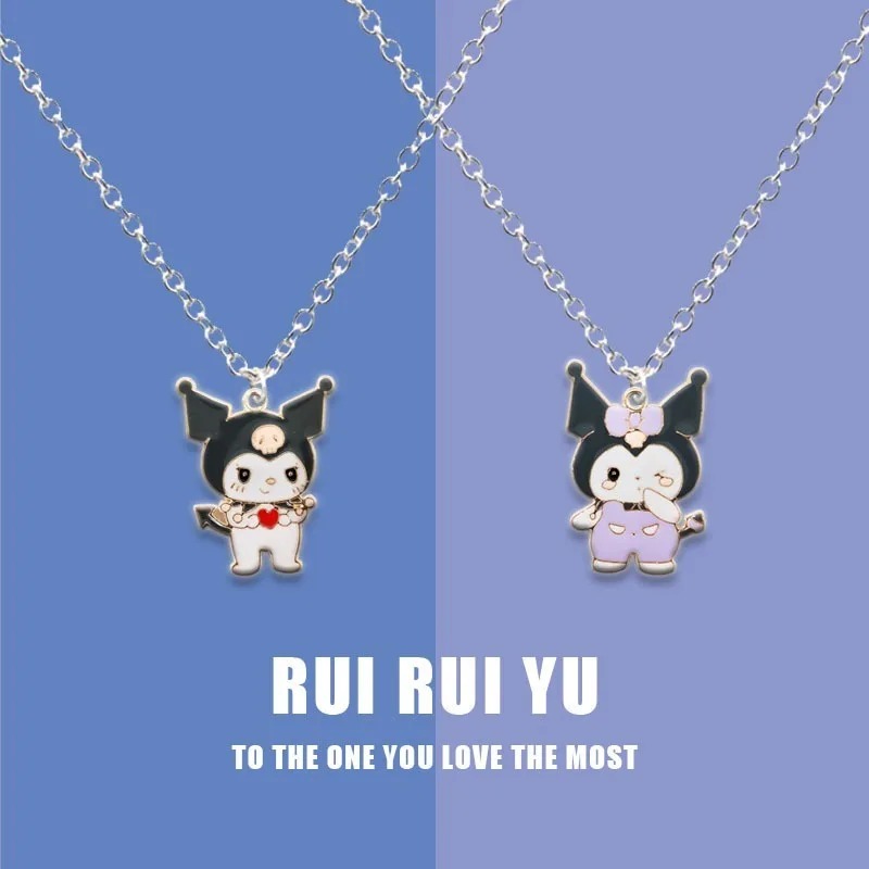 Sanrio Kuromi Necklace Q Character Anime My Melody Sweet Alloy Pendant Decoration Girl Student Children Halloween Birthday Gifts