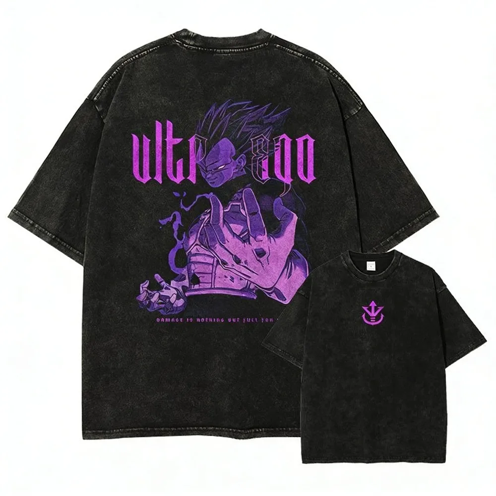

Мужская футболка оверсайз с эффектом потертости в стиле Y2K Street Hip Hop Retro, новинка лета 2026, костюм для косплея Вегеты
