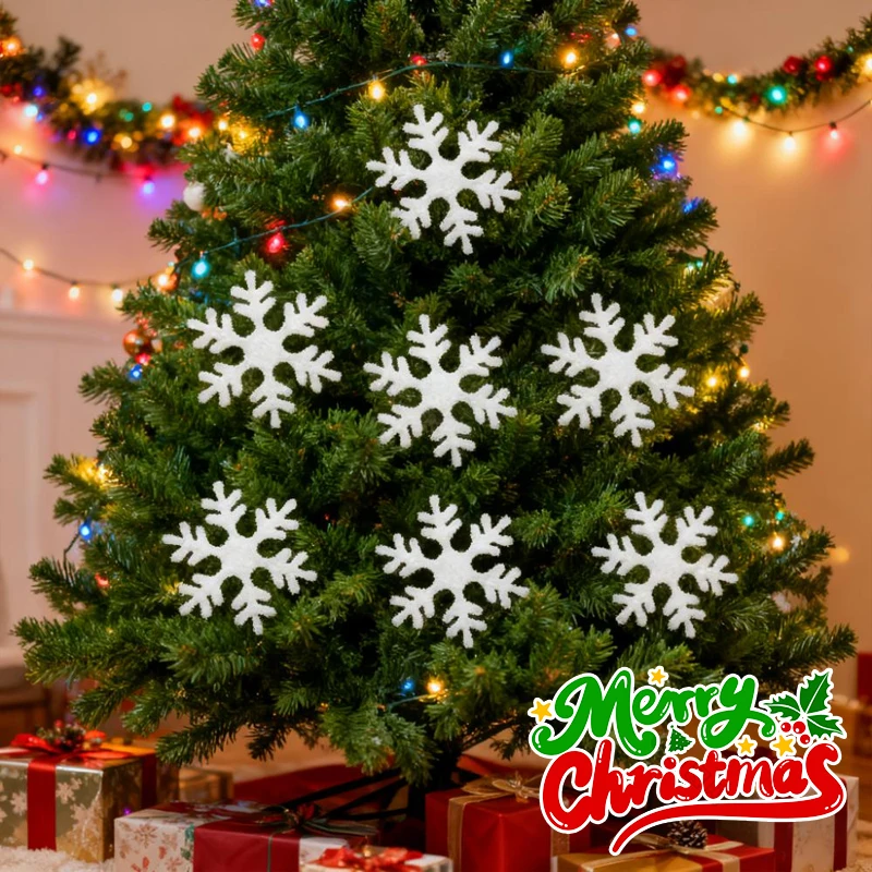 Delicate Foam Snowflake Ornament with Shimmer Finish Christmas Tree Hanging Decor Holiday Party Supplies