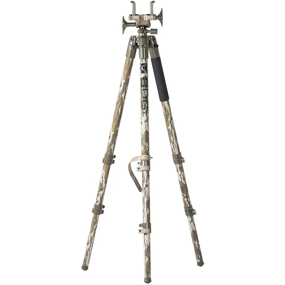 DeathGrip Mossy Oak Bottomland Camo Tripod with Durable Aluminum Frame, Lightweight, Stable Design, Bubble Level