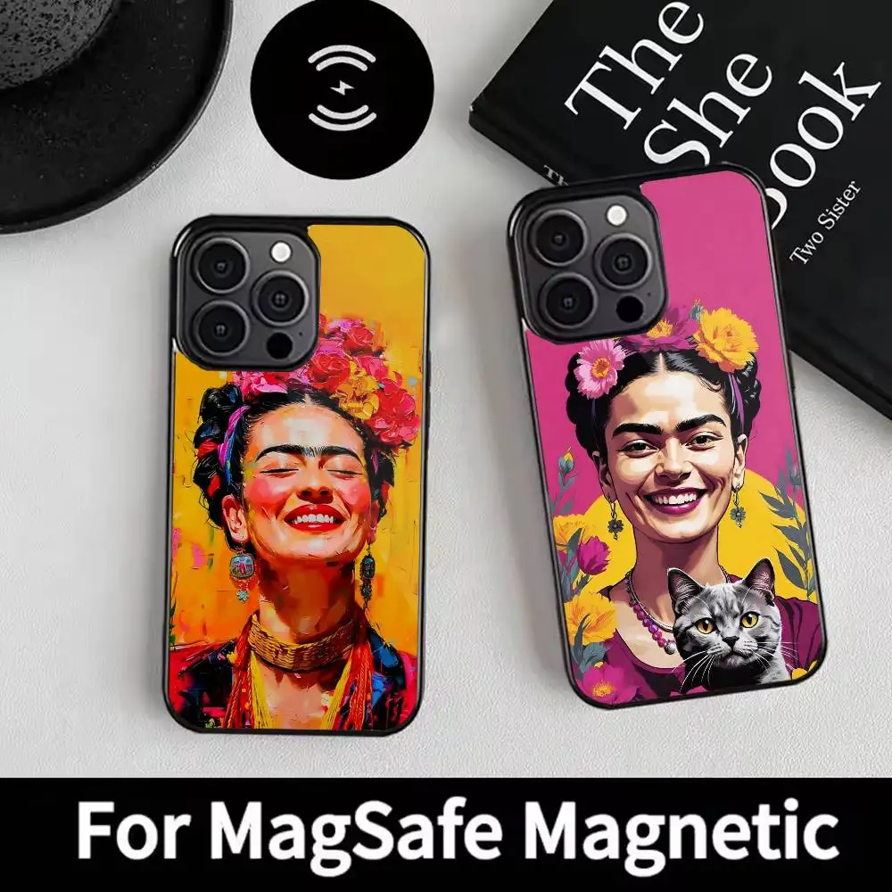 

F-frida k-KahloS Art Phone Case For iPhone 17 16 15 14 13 12 Pro Max Plus for Magsafe Mirror Wireless Magnetic Cover