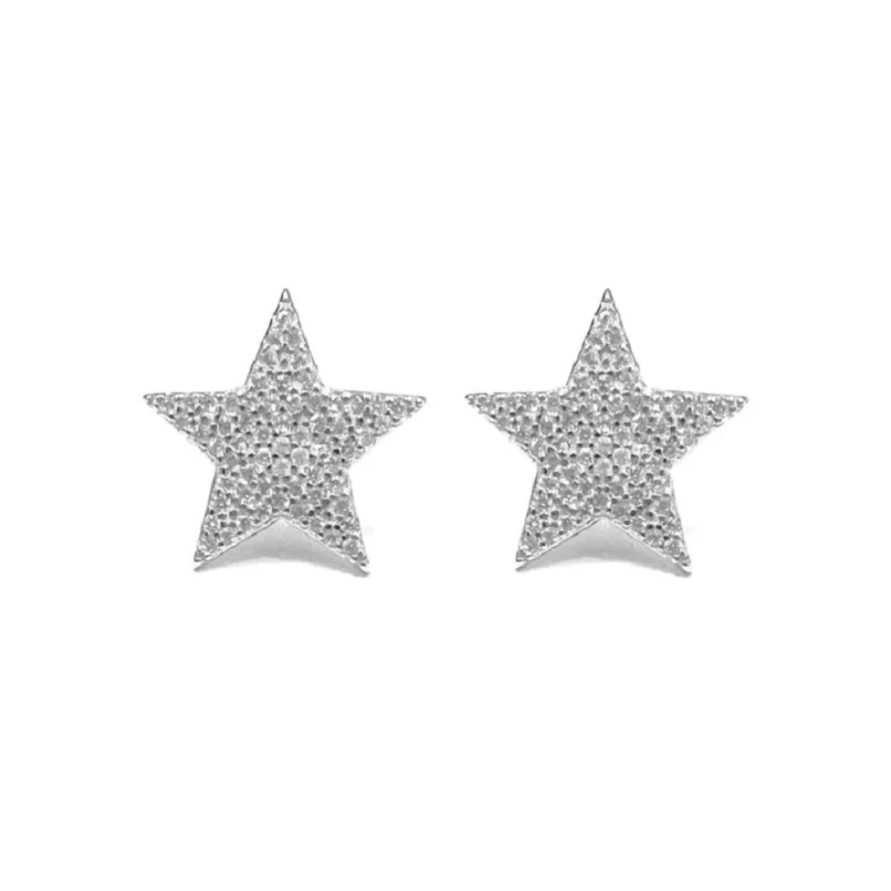 

100% real 925 sterling silver top quality real micro pave clear cubic zirconia sparking christmas gift star cz star earring