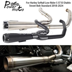 For Harley Softail Low Rider S FXLRS FXLR ST Street Bob 2018-2024 Motorcycle Complete Full System Exhaust Pipe 2-into-1 Muffler