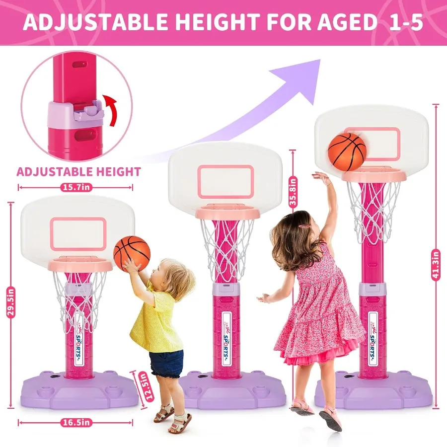 Mini aro de baloncesto ajustable para niños pequeños de 1 a 3 años, uso interior y exterior con 3 pelotas, juguete deportivo perfecto para cumpleaños, Navidad G
