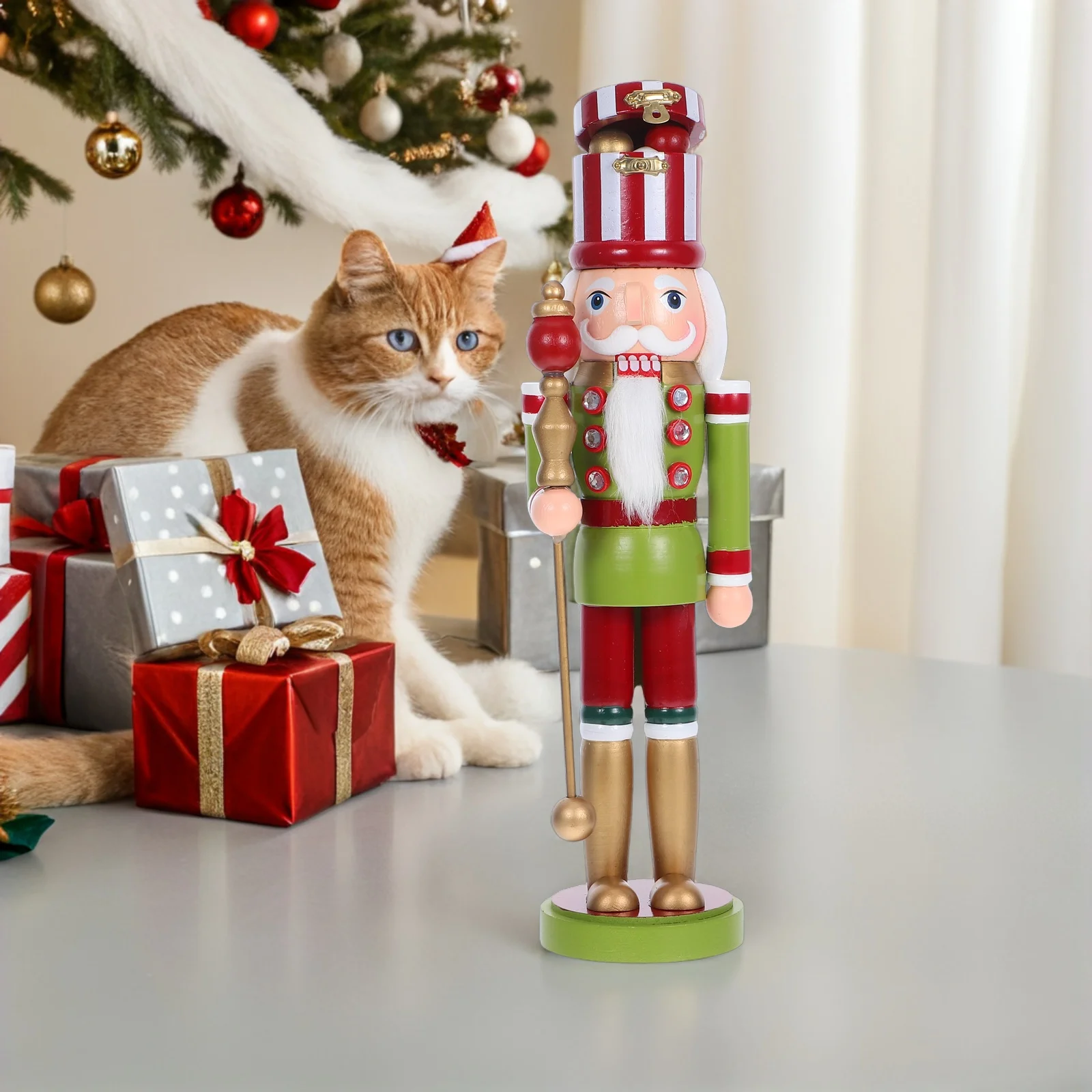 

Wooden Nutcracker Soldier Hand Painted Christmas Table Centerpiece Holiday Nutcracker Decoration Festive Accent