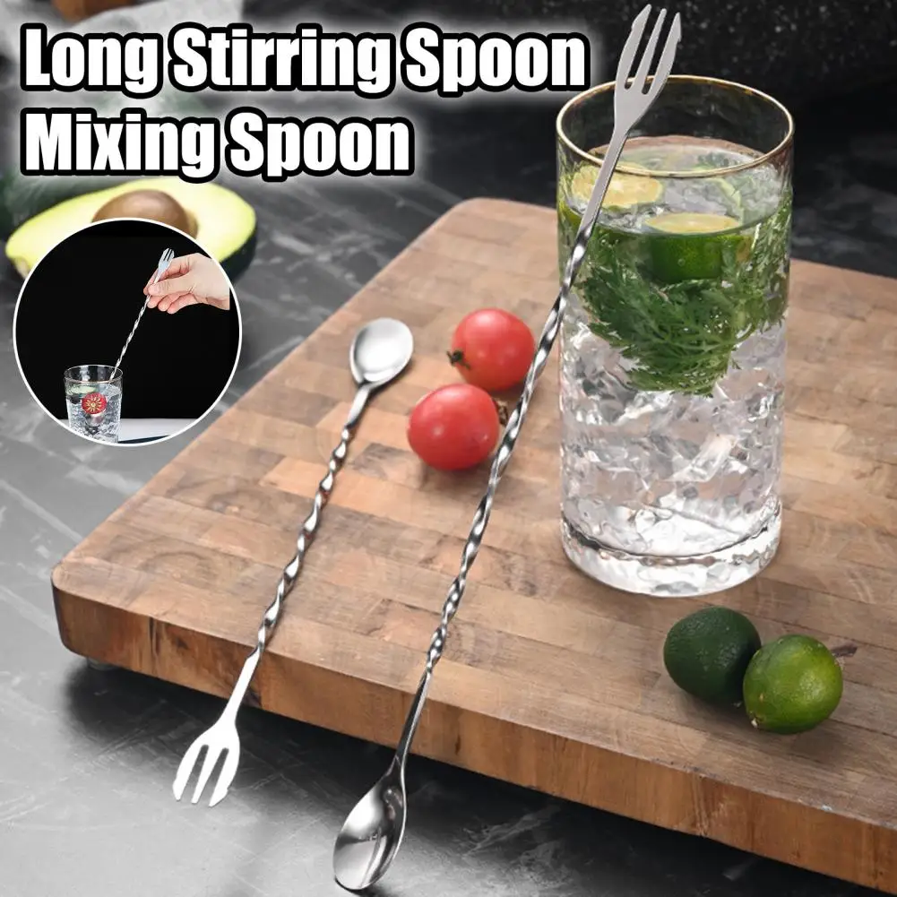 Stainless Steel Cocktail Mixing Spoons Bar Spoon Long Stirring Spoon Drink Stirrer for Tea Coffee Ice Cream Juice Dessert Spoons