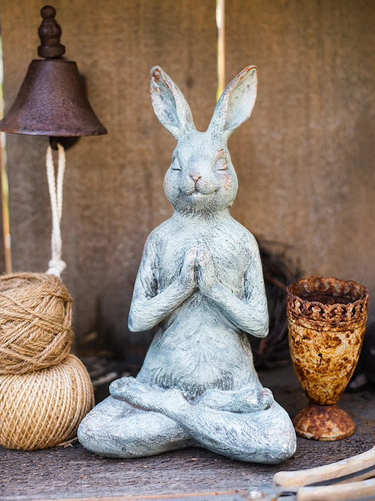 

Yoga Rabbit Grocery Garden Decoration Tabletop Ornament Vintage Country Fairy Tale Housewarming Gifts