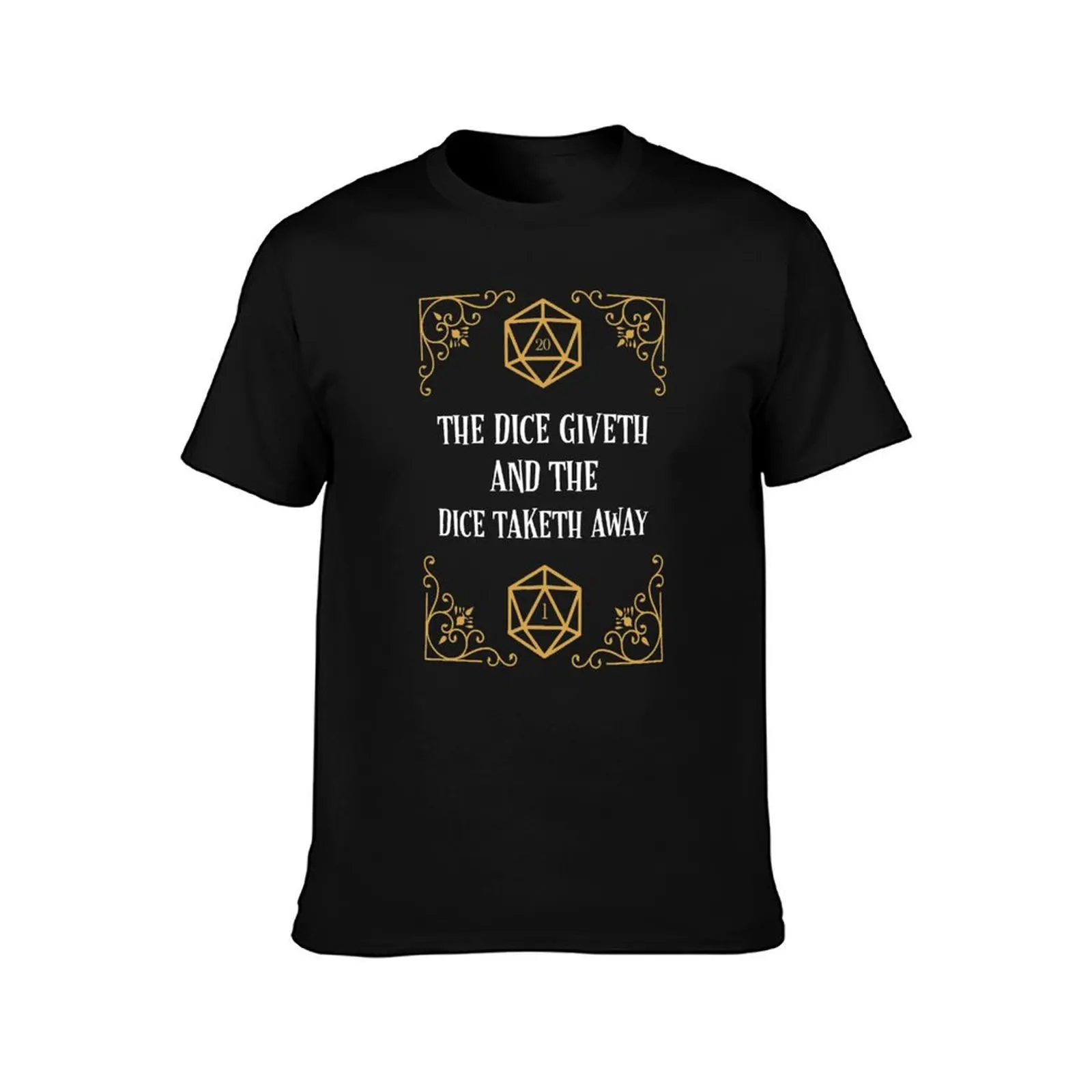 Natural 20 Critical Fail Dice Giveth and Taketh Away T-Shirt Large Size Short Sleeve T-Shirt