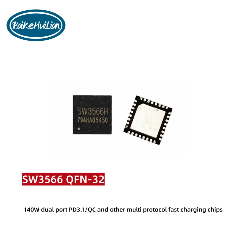 

Original genuine SW3566 140W dual port PD3.1/QC multi protocol fast charging chip QFN-32
