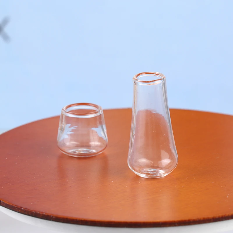 1:12 Dollhouse Mini Glass Bottle Water Cup Vase Tiny Jar Vials Kitchen Decor Toy