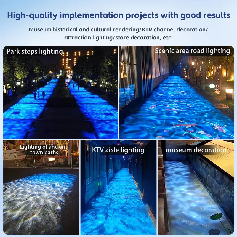 Square Waterproof Projection Lamp Dynamic Water Wave Logo Indoor Outdoor Atmosphere Light for Ground Corridor