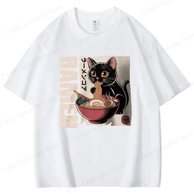Herren-T-Shirt mit Ramen-Print, 100 % Baumwolle, Oversize, japanische Grafik-T-Shirts für Damen, Sommer-Tops, Nudel-Streetwear, Baumwoll-T-Shirt – Detail 10