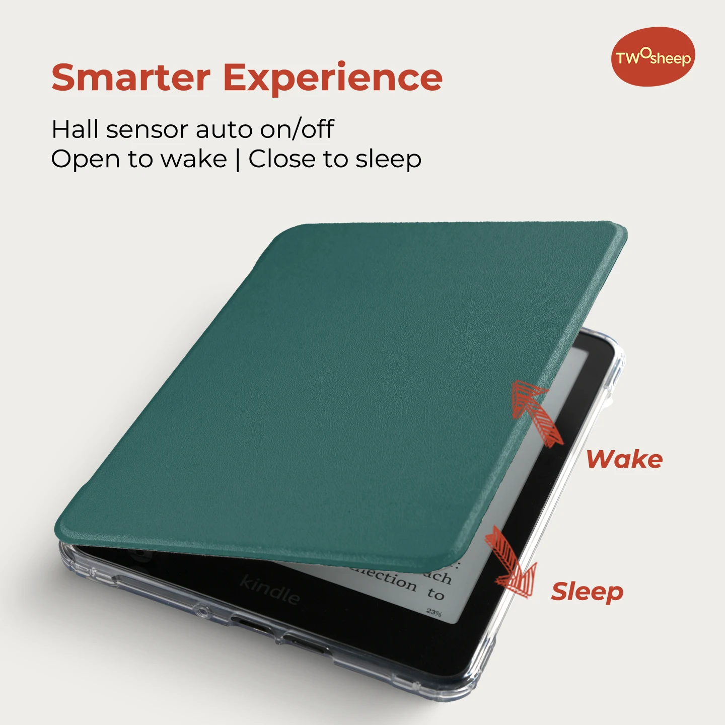 Etui Twosheep do Kindle 11. generacji Colosoft Paperwhite 12. 11. 10. 7. generacji, magnetyczne, odłączane, przezroczyste, z funkcją automatycznego włączania/wyłączania ekranu, jednolity kolor. — zdjęcie produktu 5