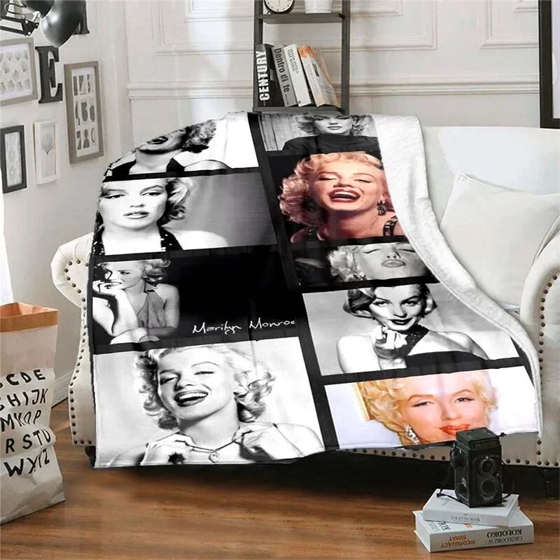 Marilyn Monroe Vintage Blanket Flannel Fashion Soft Blanket Super Warm Throw Blankets for Bed Bedroom Sofa Travel Picnic Blanket