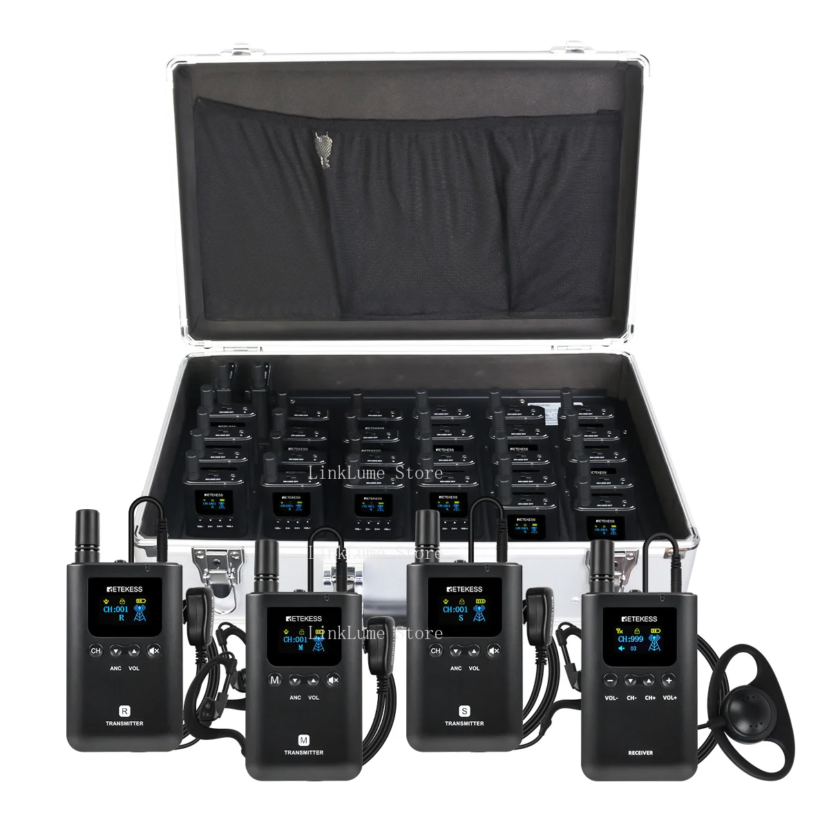 2.4GHz wireless three-band conference full-duplex tour guide system, three-person simultaneous translation communication system