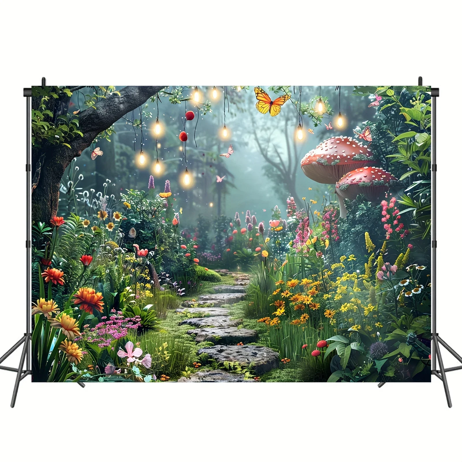 A fairyland forest background in spring, a dreamland of fairy tale fantasy, a natural photography background, a birthday party