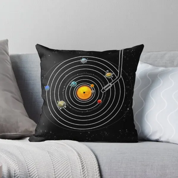 Solar System Vinyl Record  Printing Throw Pillow Cover Hotel Waist Square Comfort Sofa Bedroom Pillows not include One Side