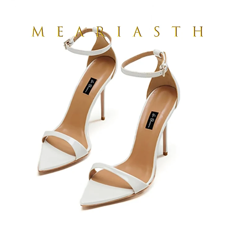 Spitz Stiletto Ferse Sandalen Knöchel Schnalle Pumpen Neuheit Designer Elegante Damen Bankett Party Heels Zapatos Para Mujere