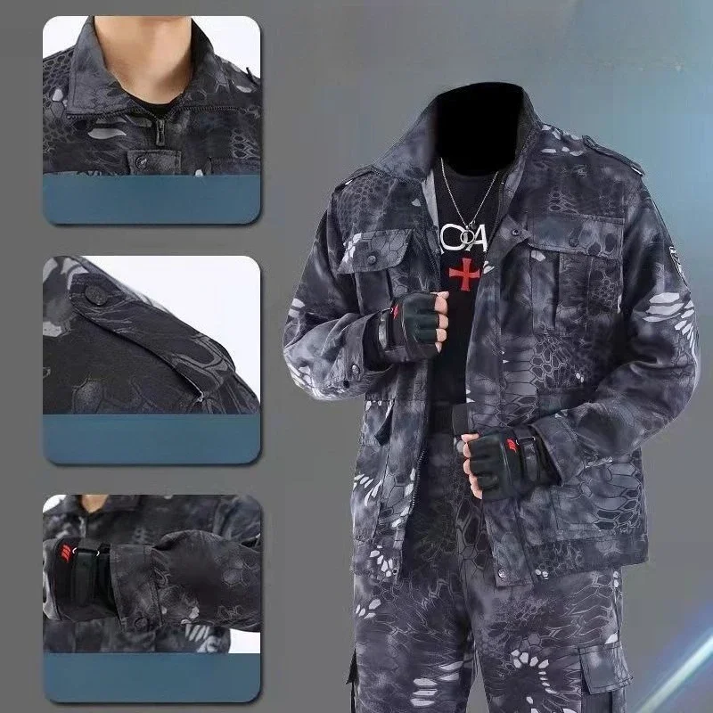 Men's Soft Tracksuit Outdoor Motorcycle Riding Suit Designer Python Pattern Wear-resistant Overalls Labor Insurance Uniform 2026