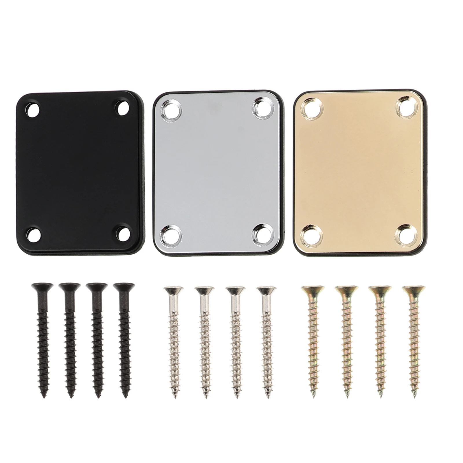 

3pcs Electric Guitar Reinforcement Board Neck Plate Replacement Durable Protective Film 4 Oval Holes Strings Passage Offset