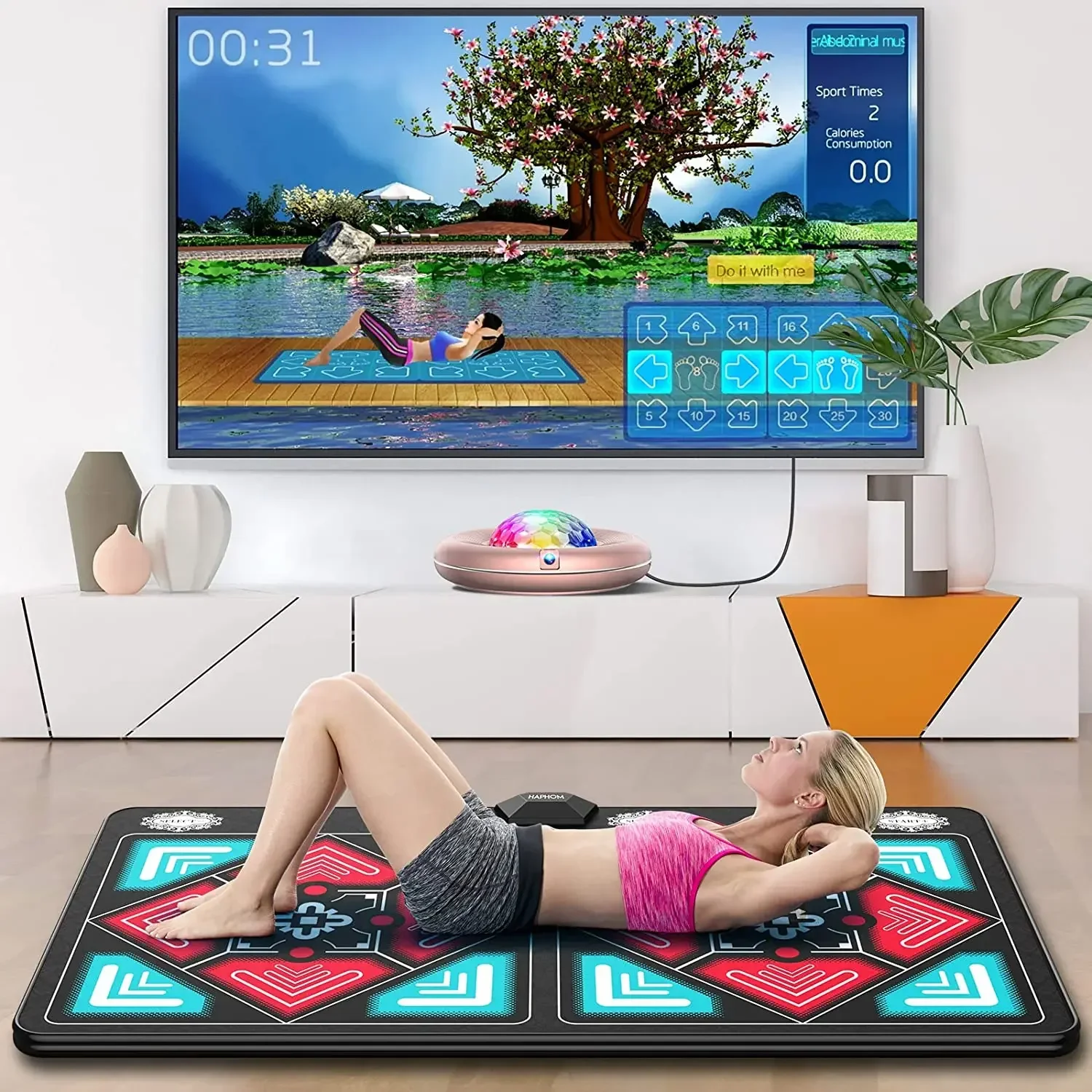 Juego de tapete de baile para TV/PC, juego de detección de movimiento, deporte familiar con controlador de mango inalámbrico para adultos y niños, almohadilla de Yoga antideslizante