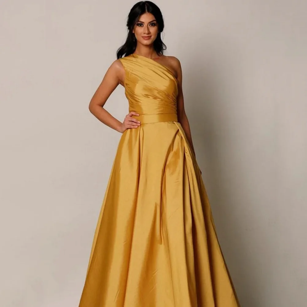 Robes De bal personnalisées élégantes, ligne A, robes De soirée simples, asymétrique épaule dénudée, longueur au sol, nouvelle collection