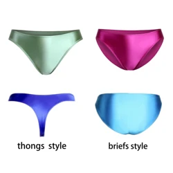 XClocKNYoung Satin Glossy Shorts Oily Briefs Silk Bikini Low-Waisted Sexy Tights Can Be Worn Outside Satin Glossy Underwear