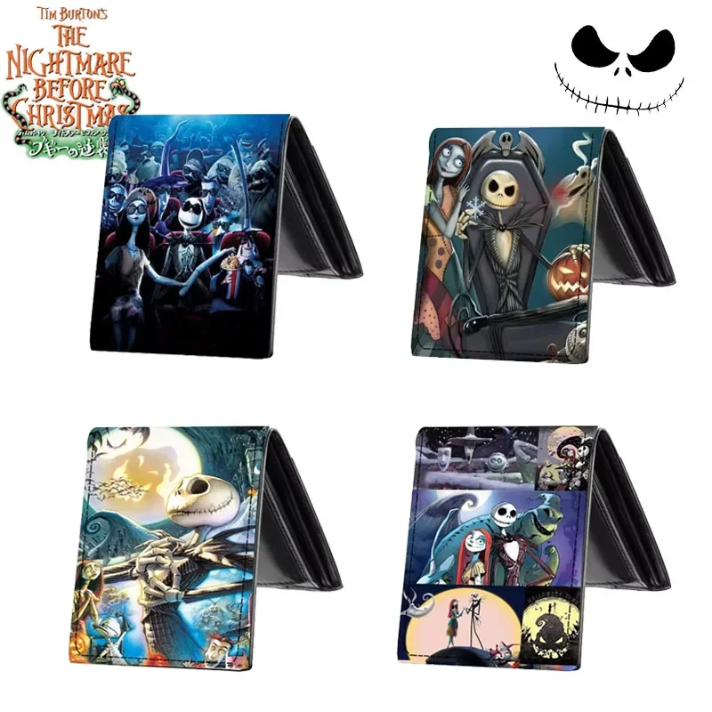 

Disney The Nightmare Before Christmas Wallet Hallowmas Men's Cartoon Foldable Portable Leather Credit Card ID Coin Purse bag