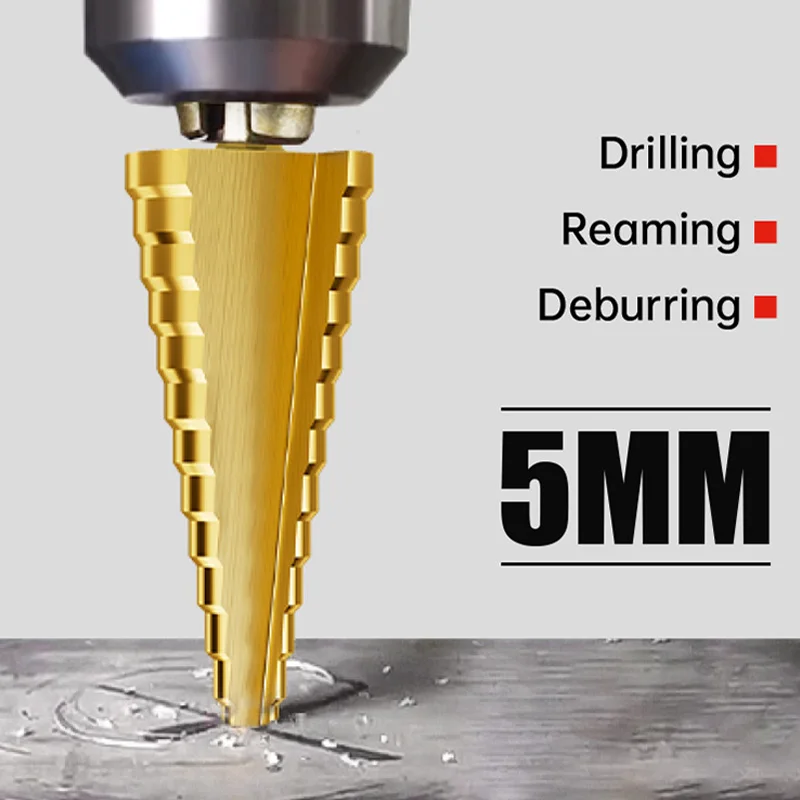 LIDIAO 3PCS M35 Contains Cobalt HSS Titanium Step Pagoda Drill Bit Wood Metal Hole Cutter Straight Spiral Core Drilling Tools