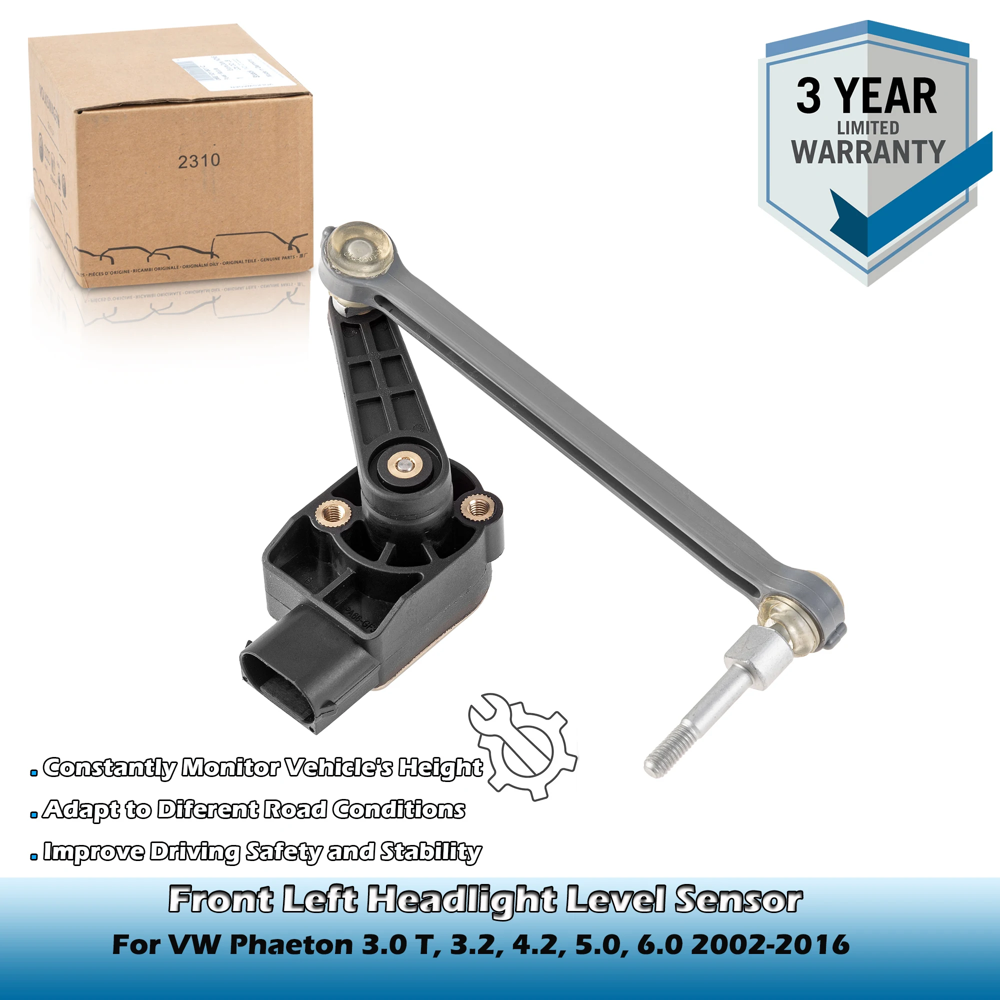 

Front Left Headlight Level Sensor 3D0941285E,3D0941285D,3D0941285C For VW Phaeton 3.0 T,3.2,4.2,5.0,6.0 2002-2016