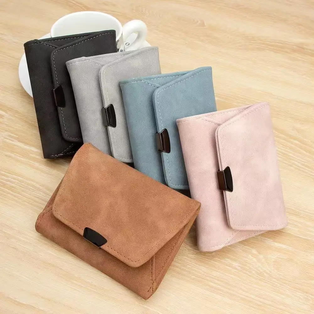 

Новый женский короткий кошелек, простая матовая кожа в стиле ретро, компактная складная сумка для мелочи, ручная сумка, сумка для карт.