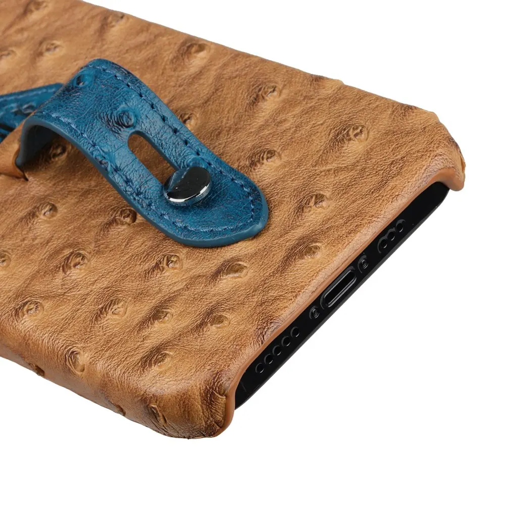 Hand Wrist Strap Stand Ostrich Leather Case For iPhone 14 13 11 12 Pro Max Mini XR X XS 14 Plus Retro PC Hard Shockproof Cover