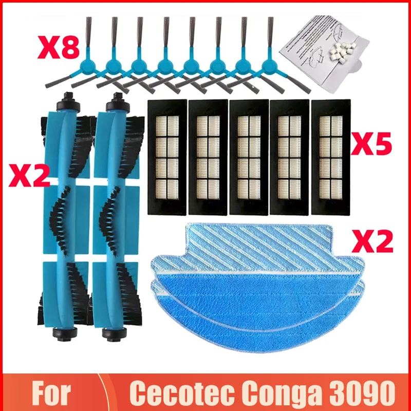 For Cecotec Conga 3090 Robotic Vacuum Cleaner Main Roller Side Brush Hepa Filter Mop Cloth Rags Wheel Parts Accessories Kits