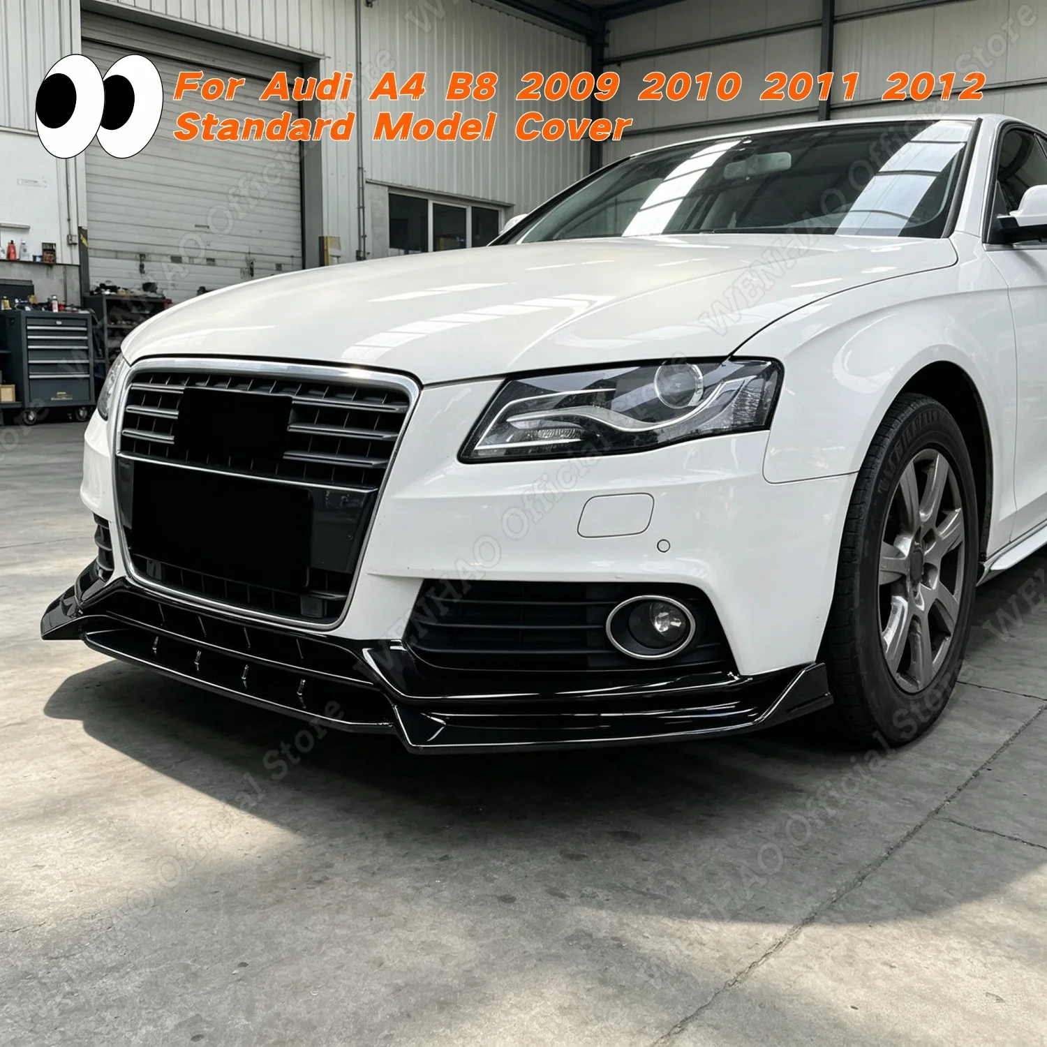 Car ABS Front Bumper Spoiler Lip Splitter For Audi A4 B8 2009 2010 2011 2012 Standard Model Cover Glossy Black Diffuser BodyKit