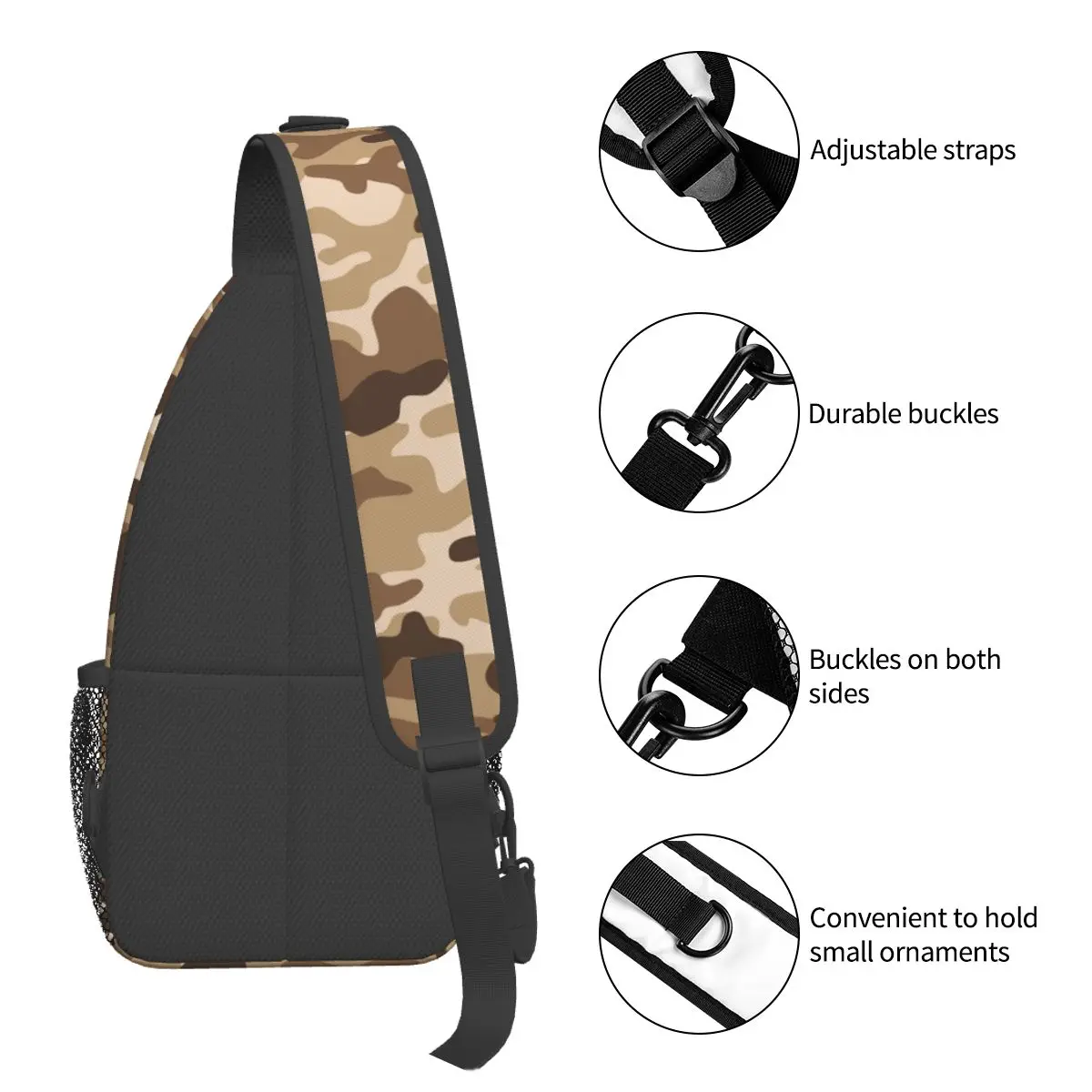 Militar Camuflagem Crossbody Sling Bag Peito Bag Abstrato Exército Camo Ombro Mochila Daypack Viagem Caminhadas Camping Bookbag