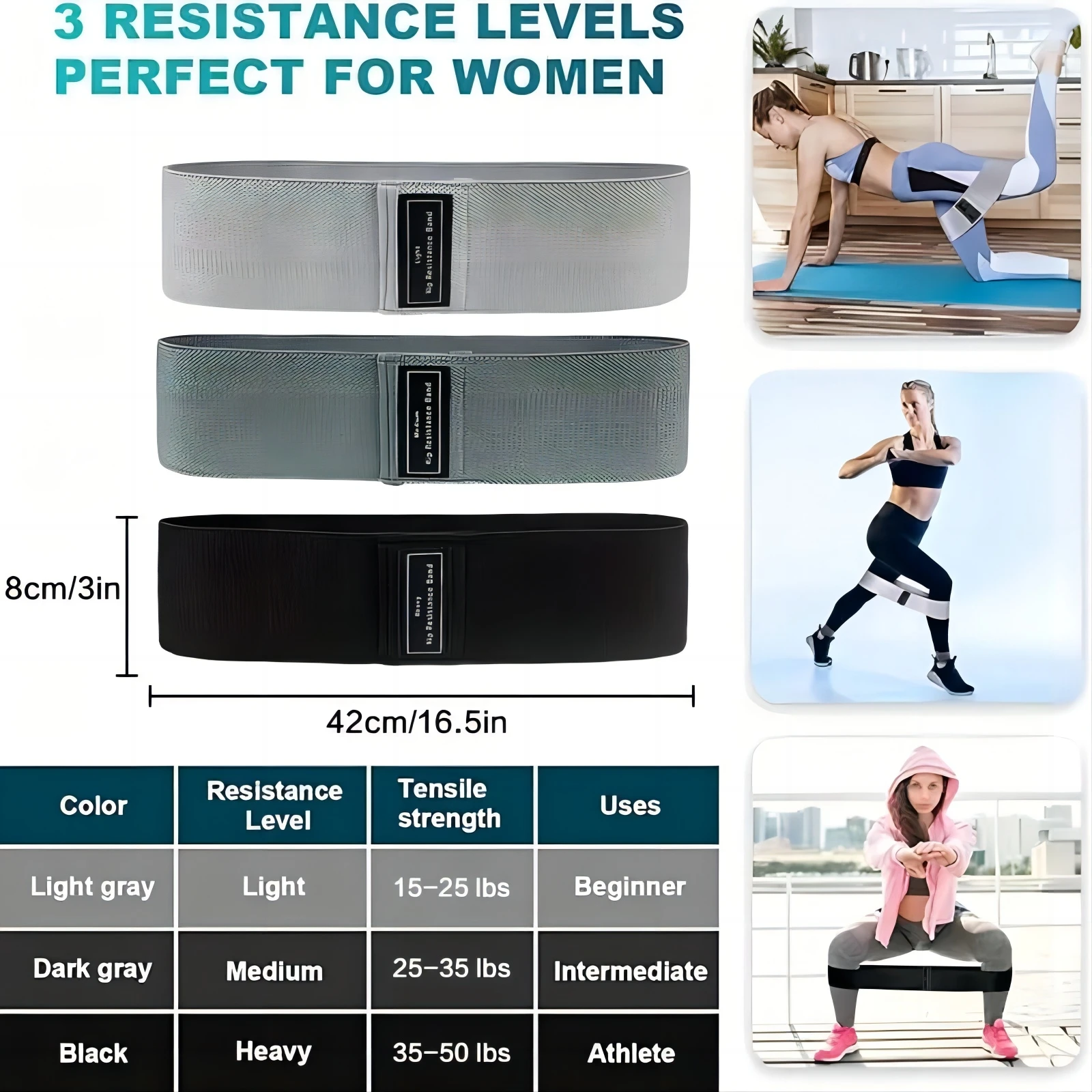 Women Hip Strength Training Fabric Booty Exercise Bands Home Bandas Elastica Fitness Hip Circle Anti Slip Resistance Bands