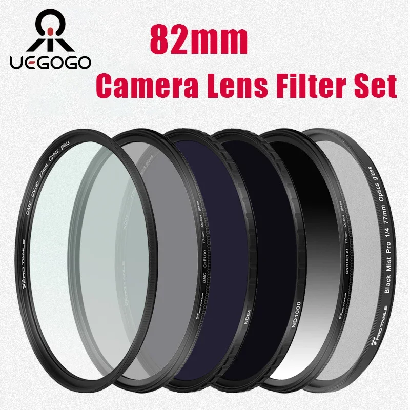 UEGOGO 82mm Filter Gradient GND Red GrEy CPL/UV/MCUV ND2-400/Soft Focus Black Mist Diffusion Star Line 4 6 8 Camera Lens Filter