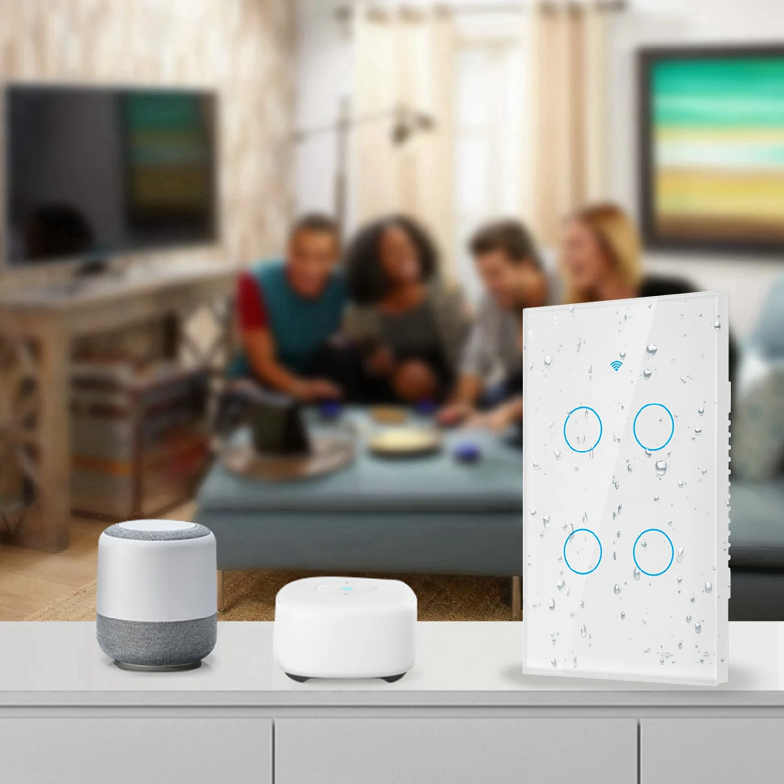 Interruttore touch screen WiFi ZK40 a cerchio singolo per CA a 4 vie