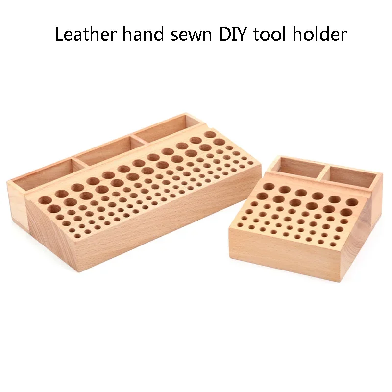 46/98 holes Pine Wooden Leather craft Rack Stand DIY Carving Punching Tools Holder Organizer Storing Leather Tool Storage Box