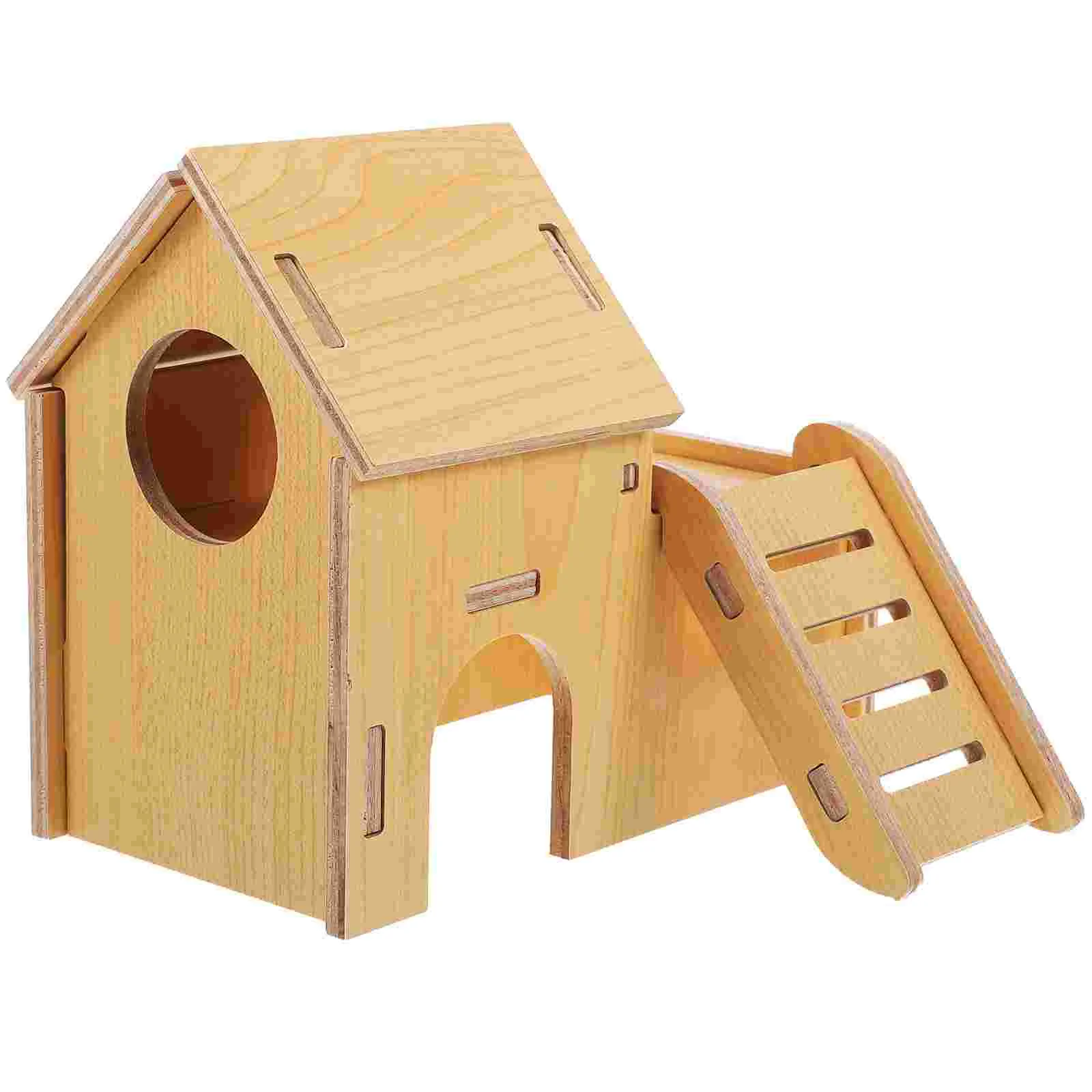 

Natural Wood Hamster Hideout Climbing House Small Pet Cage Toy Nest Resting Place Guinea Pig Accessories Safe Playing