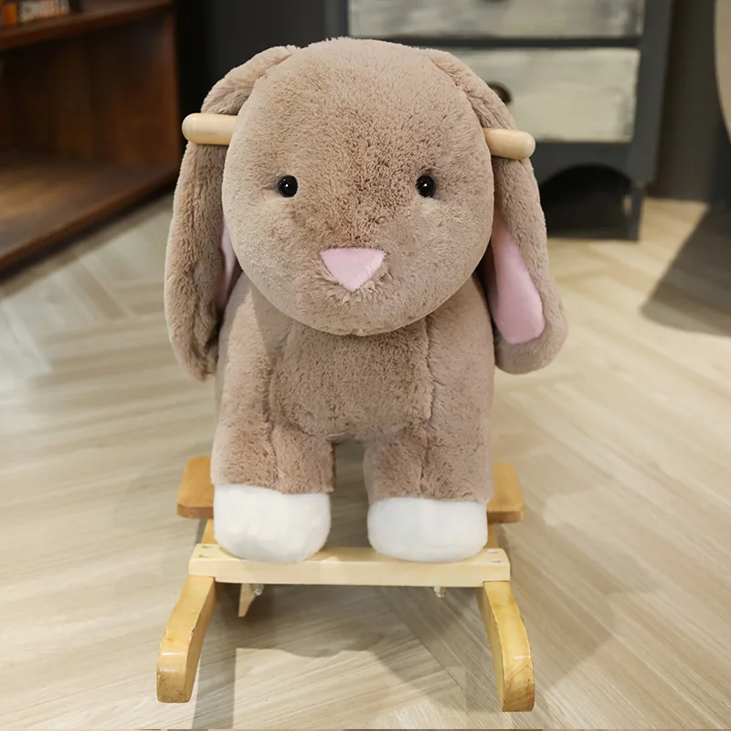 Children\'s Wooden Elephant Rabbit Rocking Horse Stroller Music Balance Chair Baby Toy Kids Birthday Gift