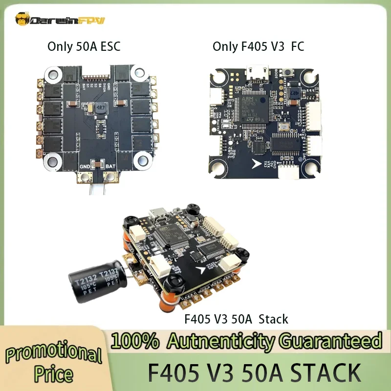 

DarwinFPV Betaflight F4 Flight Controller Stack 50A DSHOT600 ESC Stack FPV Drone Part