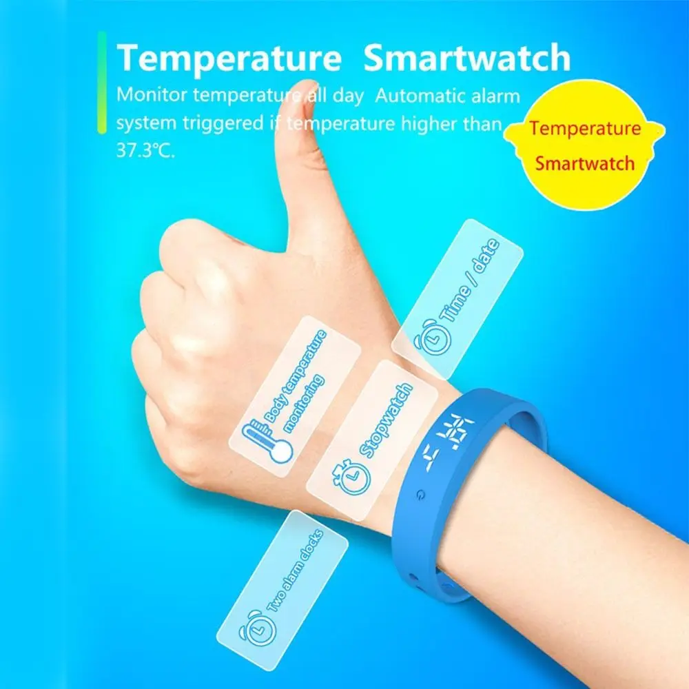 Waterproof Vibrating Alarm Wristband Body Temperature Monitor Vibration Wake-Up LED Digital Smart Bracelet Vibration Alarm