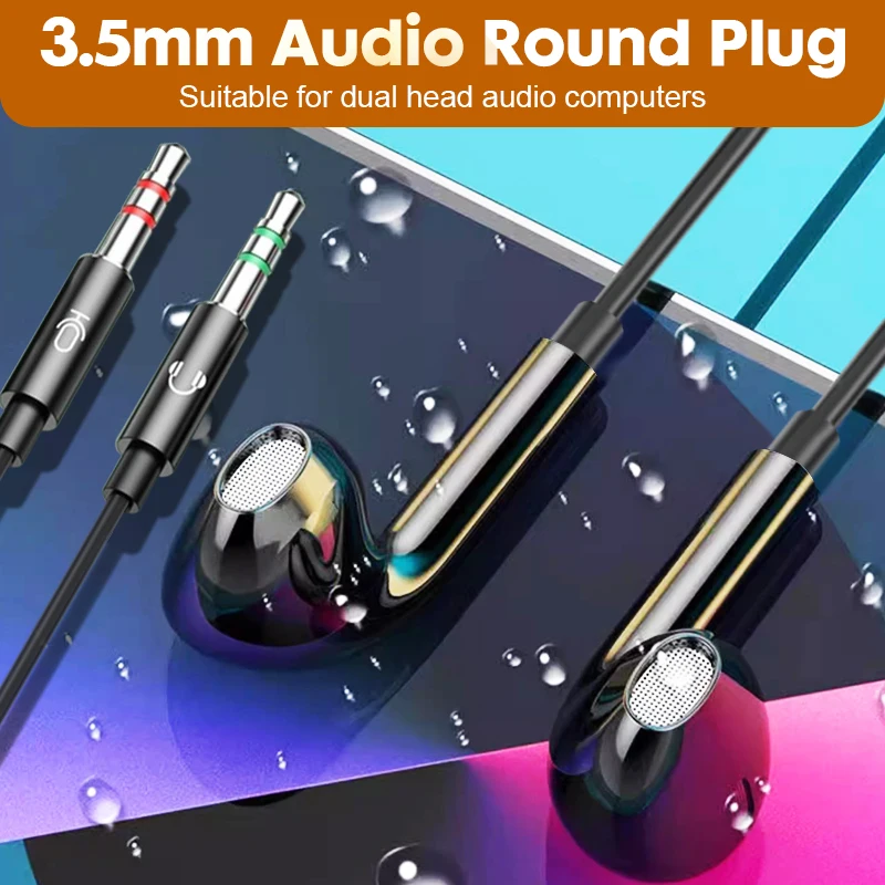 KAMYU เดสก์ท็อปหูฟังแบบมีสายพร้อมไมโครโฟนแจ็ค 3.5 มม.สําหรับ PC คุณภาพสูงเดสก์ท็อปคอมพิวเตอร์หูฟังแบบมีสาย