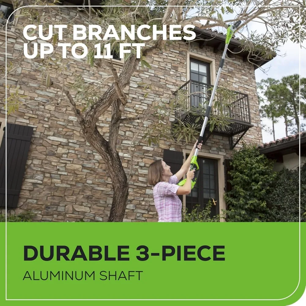 Комплект пилы Greenworks, 40-вольтовая, 8-дюймовая, триммер для живой изгороди, с аккумулятором емкостью 2,0 Ач (1-е поколение)