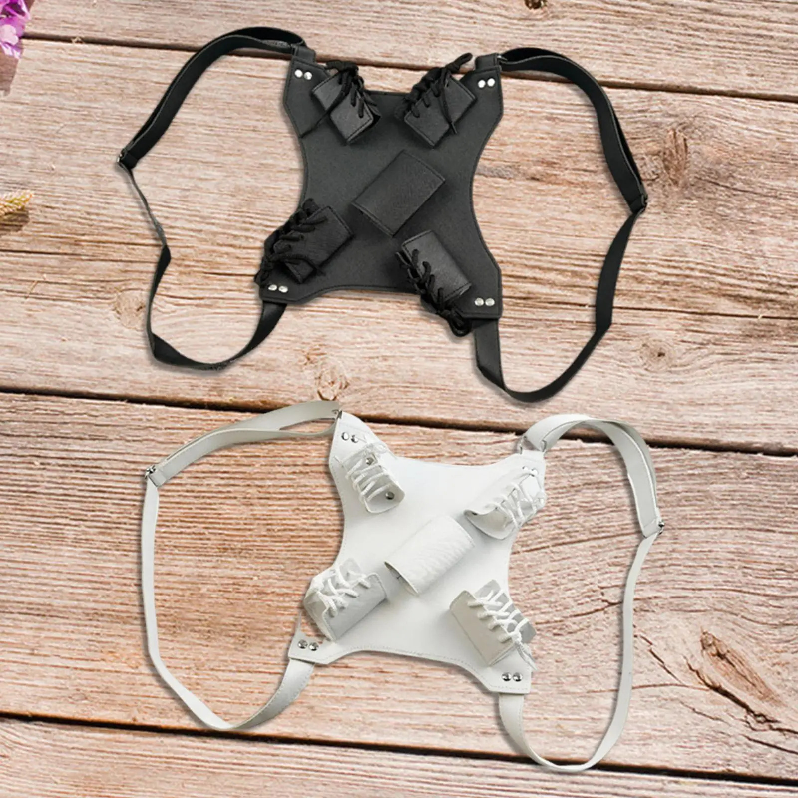 Dubbel mesharnas Dubbele schede Verstelbare riem Achterriem Kinderen Cosplay riem Mes Mes Holster Mes achterschede